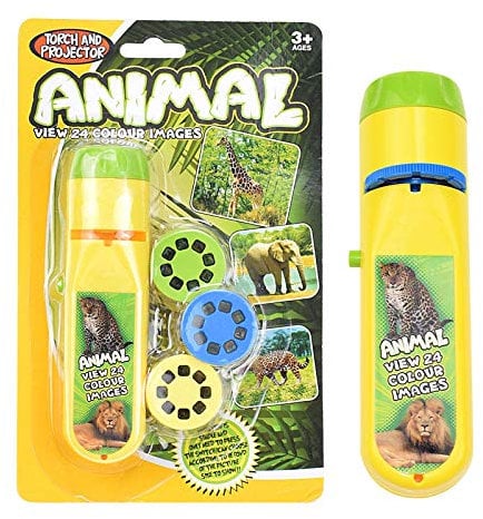 SUNNEE Projection Flashlight Early Education Cognitive Story Lighting Cartoon Dinosaur Animal Pattern Fun Projector Toy (Wild Animal)