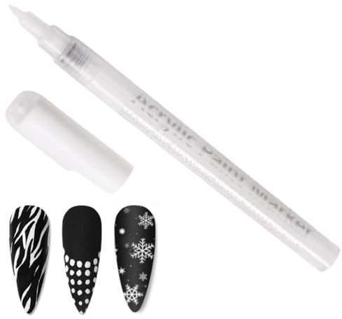 Fine Tip Nail Art Pens - Quick Dry Nail Decoration & Drawing Pen, Varnish & Polish Pencil for DIY Art - French Manicure Pen, White Fingernail Tool