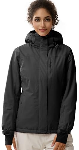 FREE SOLDIER Giacca Impermeabile da Ski/Neve Donna, Foderata in Pile, Calda per l'Inverno con Cappuccio e Cuciture Completamente Sigillate Nero, L
