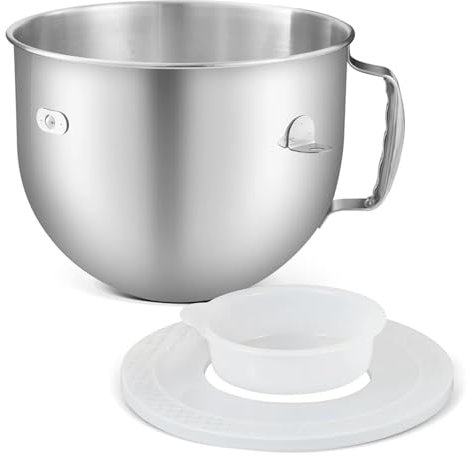 Bvhklxseb Blender Bowl 7 Quart Stainless Steel Mixer Bowl Compatible For KitchenAid Stand Mixers, Mixer Accessories Bowl Kitchen Auxiliary Noodle Machine Accessories Blender Accessories