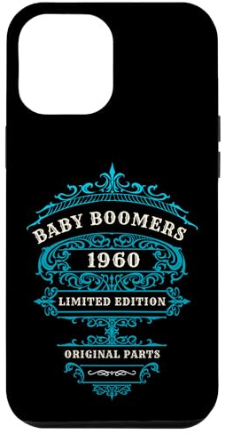COMPLEANNO VINTAGE, BABY BOOMERS 1960, BLU, RICAMBI ORIGINALI Custodia per iPhone 12 Pro Max