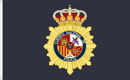 BANDERA DE LA POLICIA NACIONAL (ESPAÑA). CALIDAD RASO PREMIUM. TAMAÑO GRANDE 150X90 CM