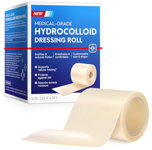 Hydrokolloid Rolle 5 cm x 1.5 m – Selbstklebendes, Atmungsaktives Schutz-Tape für Haut, Flexible, Wasserdichte Hautschutzrolle, Komfortabler Halt, Zuschneidbar, 1 Rolle