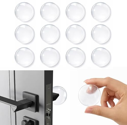 Lafefe 12pcs Door Stopper, Transparent Circular Silicone Door Handle Protectors, Door Handle Impact Protection Wall Protector Self Adhesive Suitable for Walls and Refrigerators