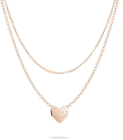 LIEBESKIND BERLIN Damen Halskette – Kette aus Edelstahl mit Broken Heart Motiv - Herz Anhänger, Layer Halskette – Eleganter Schmuck für jeden Anlass und das perfekte Geschenk