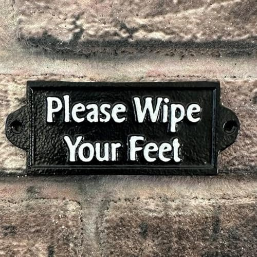 'Please Wipe your Feet' Traditional Cast Iron Wall Sign
