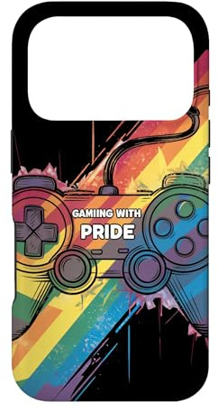 Custodia per iPhone 17 Pro Gaming With Pride Rainbow Controller Console per videogiochi Gay