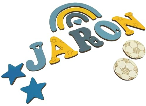 Holzbuchstaben I Türbuchstaben personalisiert I Kinderzimmer I Deko Kinderzimmertür I Geburtsgeschenk Taufgeschenk I Mit vielen tollen Zubehörteilen kombinierbar (Farbmuster JARON 7cm)