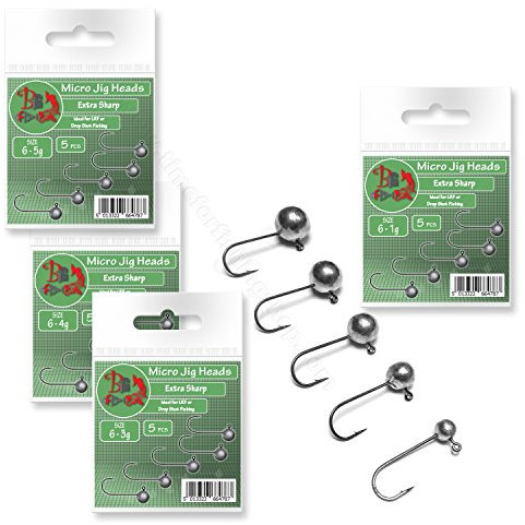 Big Fish Micro Jig Heads size 6 1-5g LRF Ultra Light Soft Lure Drop Shot Fishing Set (VA03. 5pcs size 6-2g Micro Jig Heads