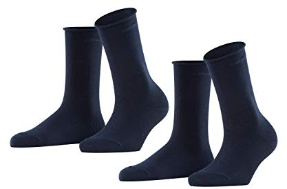 ESPRIT Basic Pure Multipack W So coton unies lot de 2 paires, Chaussettes Femme, Bleu Marine 6120, 35-38