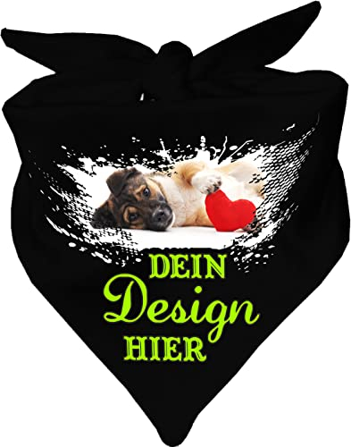 Hunde Dreiecks Halstuch personalisiert mit deinem Wunschmotiv (Fb: schwarz) (Gr. 2 (68 cm))