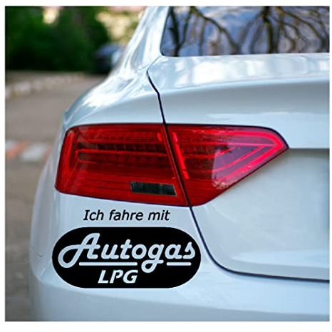 Autoaufkleber: 'Ich fahre mit Autogas – LPG', Kraftstoff, KFZ, Umwelt, Flüssiggas (Schwarz - 190 mm x 100 mm)