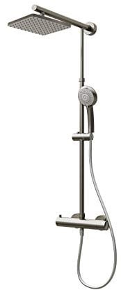 Schulte Duschsystem mit Sicherheits-Thermostat, Kopfbrause eckig, Edelstahloptik, Duschmaster Rain mit Regendusche EP9641 90