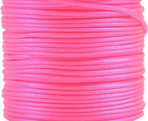 KONMAY 1 Roll 73 Meters 1.0mm Neon Pink Rattail Satin Silk Trim Cord Beading String for Chinese Knotting, Kumihimo, Beading, Macramé, Jewelry Making