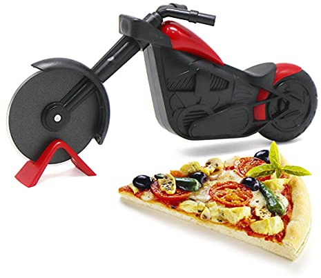 Motorrad Pizzaschneider Edelstahl Kunststoff Pizzaroller Fahrrad Pizzaschneider Exquisite Küche Geschenk für Schneiden von Pizza,Waffeln,Sandwiches,Kuchen.Küchen, Restaurants,Hotels und andere Orte.