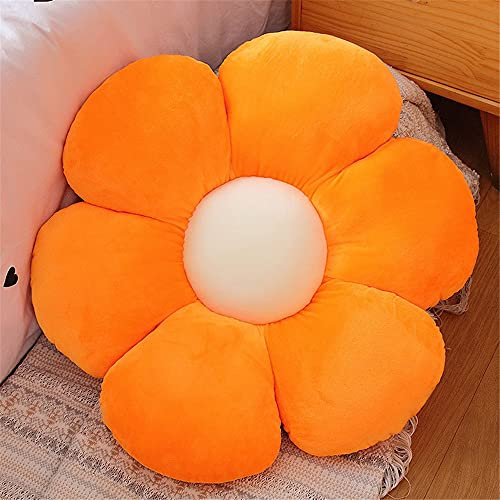 Morbuy Plüsch Kissen Blumenform Sitzkissen Stuhlkissen, Kopfkissen Sitzpolster Sofakissen Stuhl Kissen, Weiche Flauschige Verdickte Bodenkissen Kinderzimmer Dekor (65x65cm,Kristallsamt Orange)