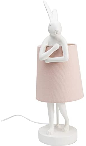 Kare Design Tischlampe Animal Rabbit Rosa/Weiß, Hasenleuchte, Tischleuchte, Nachttischlampe, Tiermotiv, Schreibtischlampe Kinder, Kippschalter am Kabel, Leuchtmittel nicht inklusive, 50x17x20cm