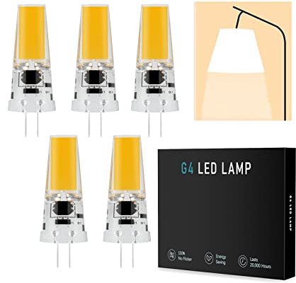 G4 LED Lampe, Warmweiß 3000K, dimmbare 5W G4 LED Birnen, 450LM, ersatz g4 Halogen Leuchtmittel 40W, Kein Flackern, AC/DC 12-24V(Color : Bianco Caldo, Size : 5 Pack)