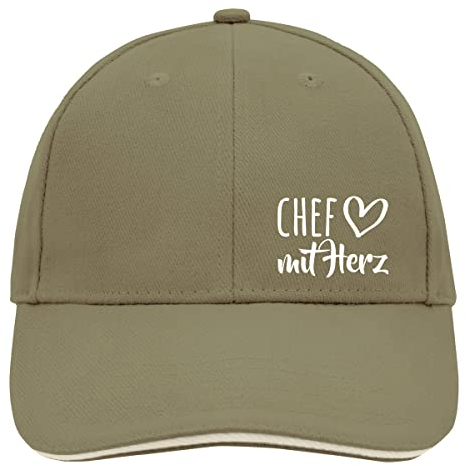 Huuraa Basecap Chef mit Herz Geschenk Olive/Beige Chef Accessoire
