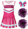 Spooktacular Creations Girl Pink Cheerleader Kostüm, Halloween Cute Cheer Uniform Outfit mit Zubehör für Halloween High School Cheerleader Dress Up Kostüm (pink, Large (10-12 yrs))