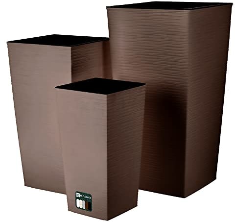 KADAX Set di 3 vasi alti per piante, Moka, H 36,5/46,5/57 cm – vaso decorativo moderno, vasi per piante da esterno, fioriera da balcone