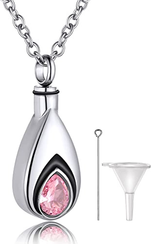 GoldChic Jewelry Collana Da Donna Con Cenere Di Urna, Pietra Portafortuna Di Ottobre Con Tormalina Rosa, Gioielli Da Ricordo Per Lei