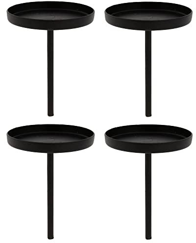 Annastore Kerzenhalter aus massivem Metall für Adventskranz - Adventskranzstecker - - Kerzenteller - Adventskerzenhalter Größe Ø 6, 5 cm mit Rand / H 9, Schwarz