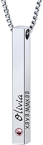 MunkiMix Namenskette Personalisierte Kette mit Gravur Anhänger Edelstahl Bar Halskette Herren Personalisierter Schmuck Zum Geburtstag Geschenke für Freund Partner Tochter Damen Frauen