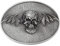 Longcreek Totenkopf-Gürtelschnalle mit Skelett-Flügeln, Silber, 9 x 6,5 cm, für Gürtel bis 1,5 Zoll Breite, Gothic Historisch