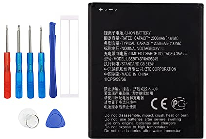 Vvsialeek Li3820T43P4h695945 Batteria di ricambio per ZTE Smartphone Blade A3 2020 & ZTE Blade L8 1ICP5/59/66 con toolkit gratuito (2050 mAh).