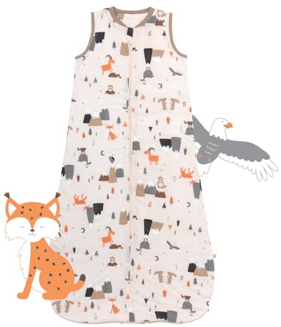 schlummersack Schlafsack Baby Sommer 80 cm dünn Bergtiere | Babyschlafsack Sommer 1.0 Tog 1 Tog Baby Schlafsack Sommer | Sommer Schlafsack Baby Baumwolle Frühling