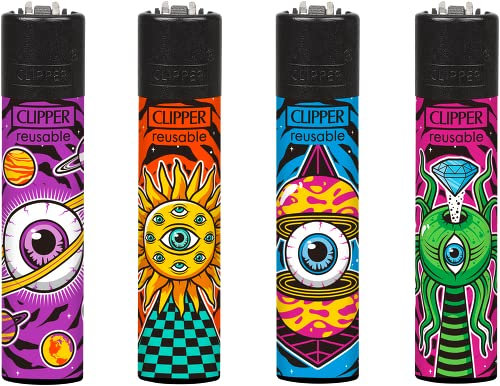 Clipper Feuerzeug 4er Set: (Trippy Planets)