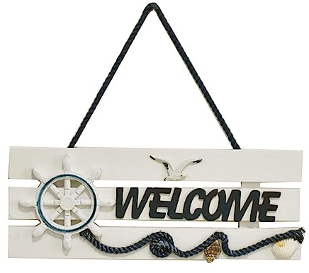 Plaque Porte Bienvenue Style de Plage, Plaque de Bienvenue en Bois, Panneau Bienvenue, pour Accrochez Vous à La Porte D'entrée, à La Fenêtre, Au Jardin, Au Mur, Au Salon, Au Bar, Au Bureau