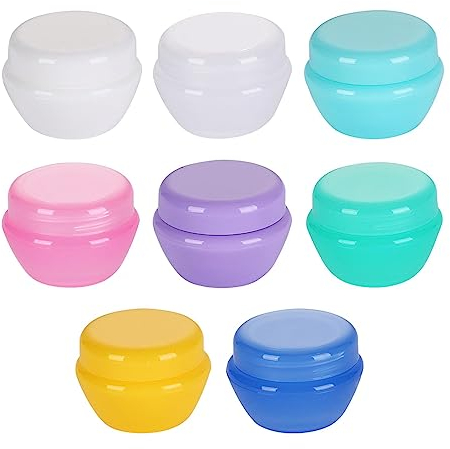 Travel Containers,8PCS Travel Containers Sets,Cosmetic Containers Sample Jars Lids,Portable Makeup Sample Containers,Colourful Travel Containers Pot Jars,Travel Bottles Accessories(Multicolour)