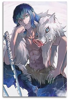 VZRSQZK Devil Slayer Mouth Hei Inosuke Anime-Poster, dekoratives Gemälde, Leinwand, Wandposter und Kunstdruck, modernes Familienschlafzimmer-Dekor-Poster, 20 x 30 cm