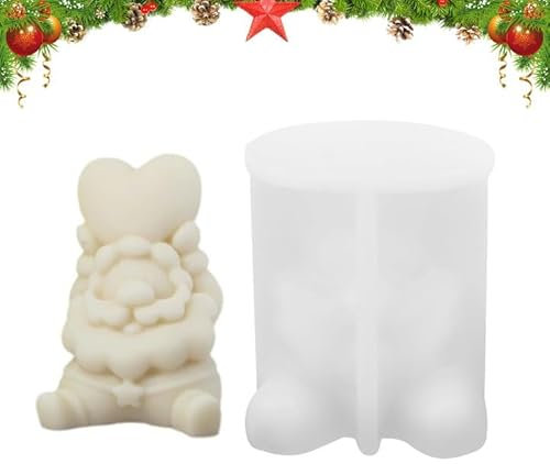 Stampi in Silicone Natalizi per Candele e Sapone Fai da Te - Babbo Natale, Decorazioni Natalizie (Bianco 1)