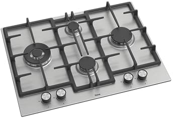 Ferre ED071W - 65cm Built-in Gas Hob, 4 Burners, Cast Iron Pan Supports, Stainless Steel, Flame Failure Protection, Gas Hob, Gas Cooktop, 65cm, NG/LPG Convertible, Built in