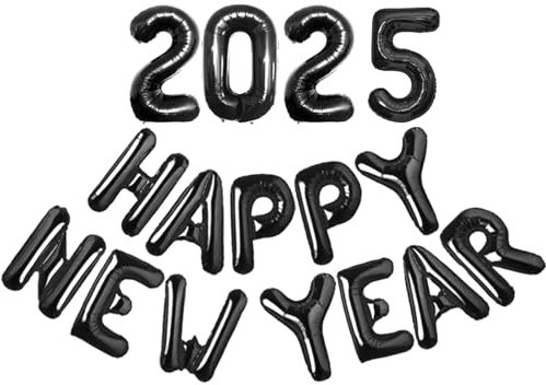 ENLACE Happy New Year Deko Ballons,2026 Silvester Deko Folienballon 16 Zoll,Neujahr Deko Ballon Schwarz 2026 Happy New Year Luftballon,2026 Neues Jahr Luftballons Partydekorationen,Folienballon 2026