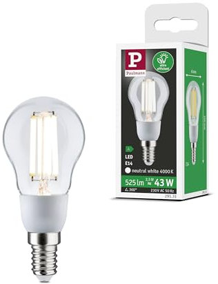 Paulmann 29130 Eco-Line Filament 230V LED Tropfen E14 1er-Pack 100mm 525lm 2,5W 3000K Klar Leuchtmittel