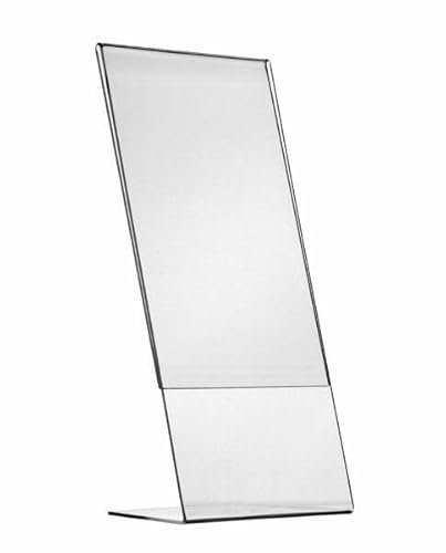 Generico L STAND Formato A5 15x21 cm Verticale | porta messaggio mono facciale da banco in acrilico trasparente inclinato per avvisi listini prezzo da tavolo (10)