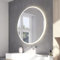 Loevschall Atlas Badspiegel mit Beleuchtung, Smart Mirror mit Touch-Schalter, Rundspiegel 80 cm, Badezimmerspiegel mit LED-Front- und Hintergrundbeleuchtung, Helligkeit Dimmbar, Warmweiß 3000K Licht