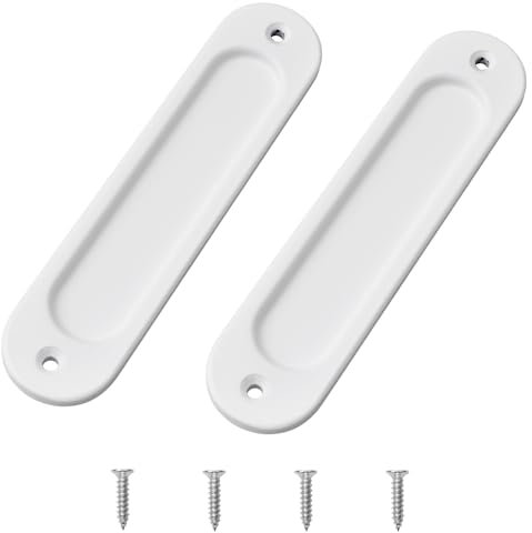 MOROBOR 2pcs Oval Recessed Sliding Door Pulls, 15CM Flush Pull Aluminum Alloy Warm White Closet Door Finger Pulls with Mounting Screws for Sliding Barn Door