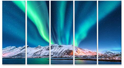 islandburner Prime Bild auf Leinwand Aurora Borealis Lofoten Inseln Norwegen Grünes Nordlicht Polarlichter Bilder Wandbilder Poster
