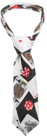WRITWAA Spielkarten-Krawatten Poker-Würfeldruck-Krawatte Mode-Zauberer-Krawatte Anzieh-Kostüm-Requisiten Partyzubehör Für Valentinstag- B