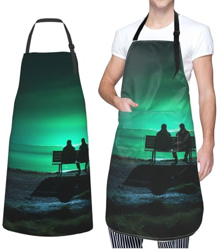 Lrtyuasq Verstellbare Schürze mit 2 Taschen, Schürze für Damen und Herren, schöne Tulpen, Lätzchen, Kochschürzen zum Kochen, Aurora, One size