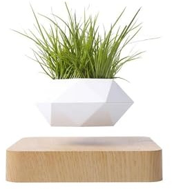 LMingKun Maceta levitante, maceta flotante para plantas pequeñas, decoración levitante para el hogar y la oficina, exhibición magnética flotante levitante (grano de madera clara)