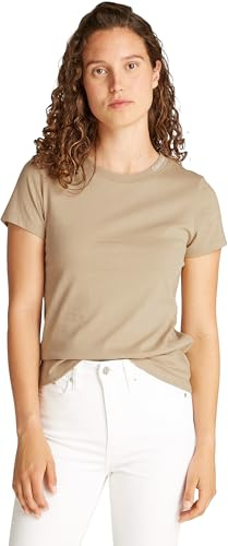 Calvin Klein Damen T-Shirt Kurzarm Logo Neckline Slim Fit