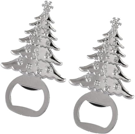 SHOWERORO 2St Weihnachtsbaumkorkenzieher Bier Christbaumschmuck Glasöffner bierflaschenöffner bier öffner Werkzeug zum Öffnen von Weinflaschen Weihnachtsbedarf Zinklegierung Silver
