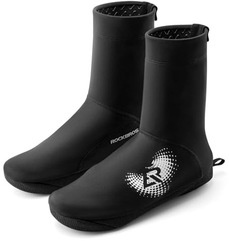 ROCKBROS Winter Warm Fahrradüberschuhe Thermo Schuhüberzieher | Wasserabweisend Fahrrad Überschuhe geeignet für -5 bis 10 Grad Rennrad MTB