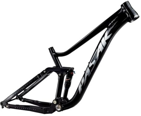 BSFHQS Vollgefedert Mountainbike Rahmen 27,5er 29er Aluminiumlegierung Scheibenbremse Fahrradrahmen 16 DH/AM Softtail Rahmen 12 * 148mm Steckachse Boost Rahmen Mit Hinterraddämpfer(Black B)